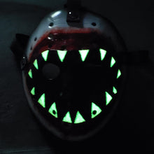 Load image into Gallery viewer, Mask Hockey Jason Version Shark hi Exclusive Shine in the darkness collectible, horror costume high bloody details.