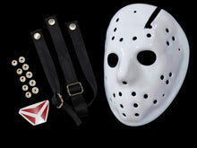 Load image into Gallery viewer, Mask Jason Part 4 precut blank + straps + chevrons Friday the 13th Jason Voorhees original model
