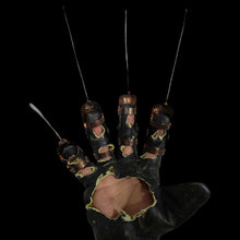 Load image into Gallery viewer, Freddy Krueger Nightmare Elm Street Metallic Glove Original Real Effects Display Costume Prop Replica.
