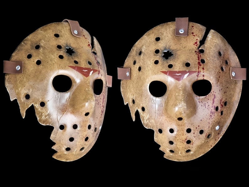 Hockey Mask Jason Part 6 Scratched Destroyed Bloody Horror Costume Halloween accesories Halloween costume.